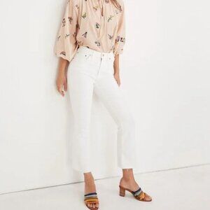 Madewell Cali Demi-Boot Jeans in Pure White: Raw-Hem Edition 26S